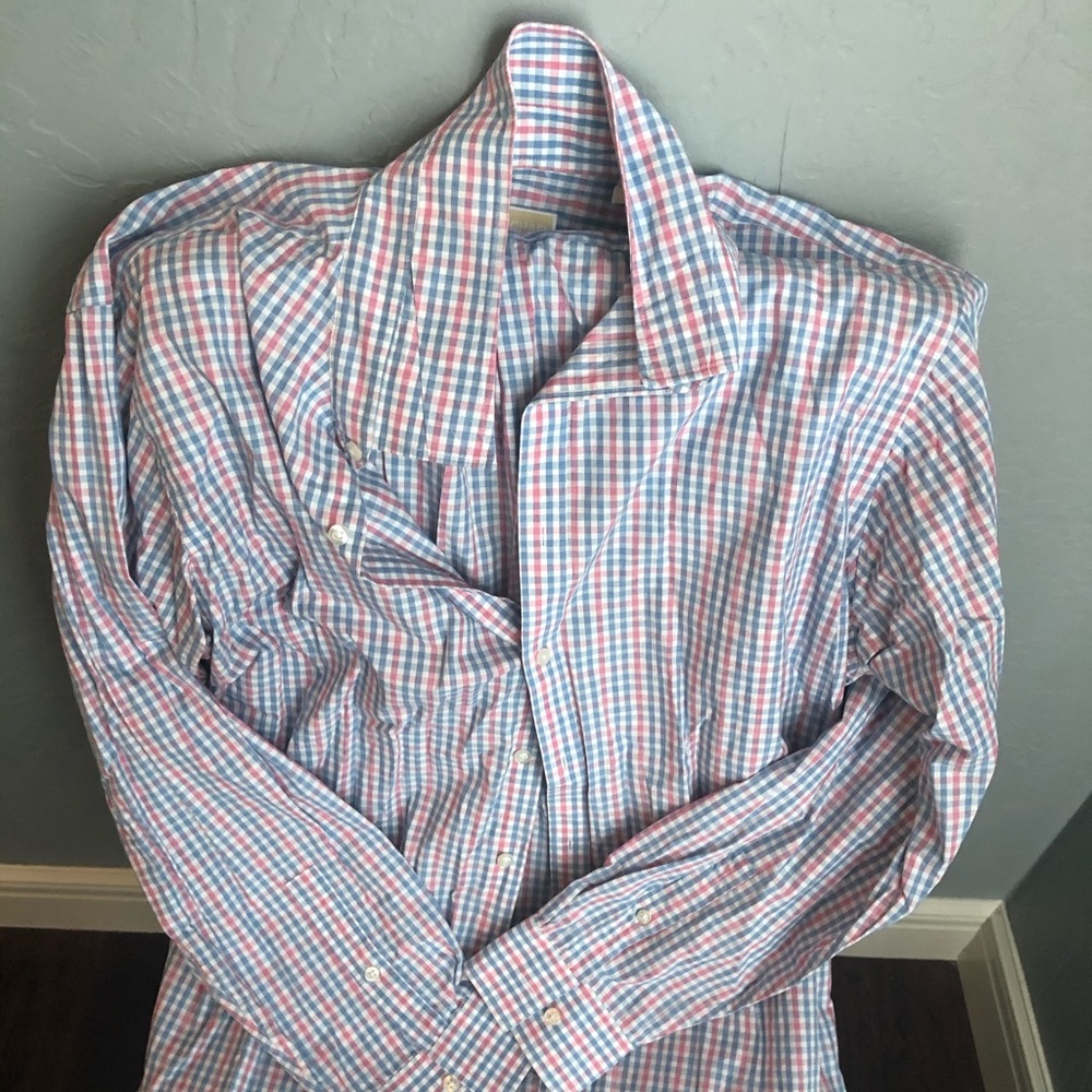 Men’s XL Michael Kors pink/blue check dress shirt